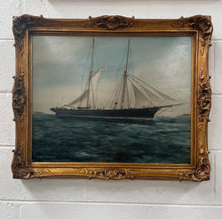 Fabulous Antique 19th Century Oil on Board Ship Painting "Light Winds" | Antique & Vintage | Moonee Ponds Antiques | Australia Wide Delivery
