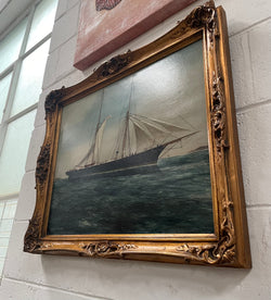 Fabulous Antique 19th Century Oil on Board Ship Painting "Light Winds" | Antique & Vintage | Moonee Ponds Antiques | Australia Wide Delivery