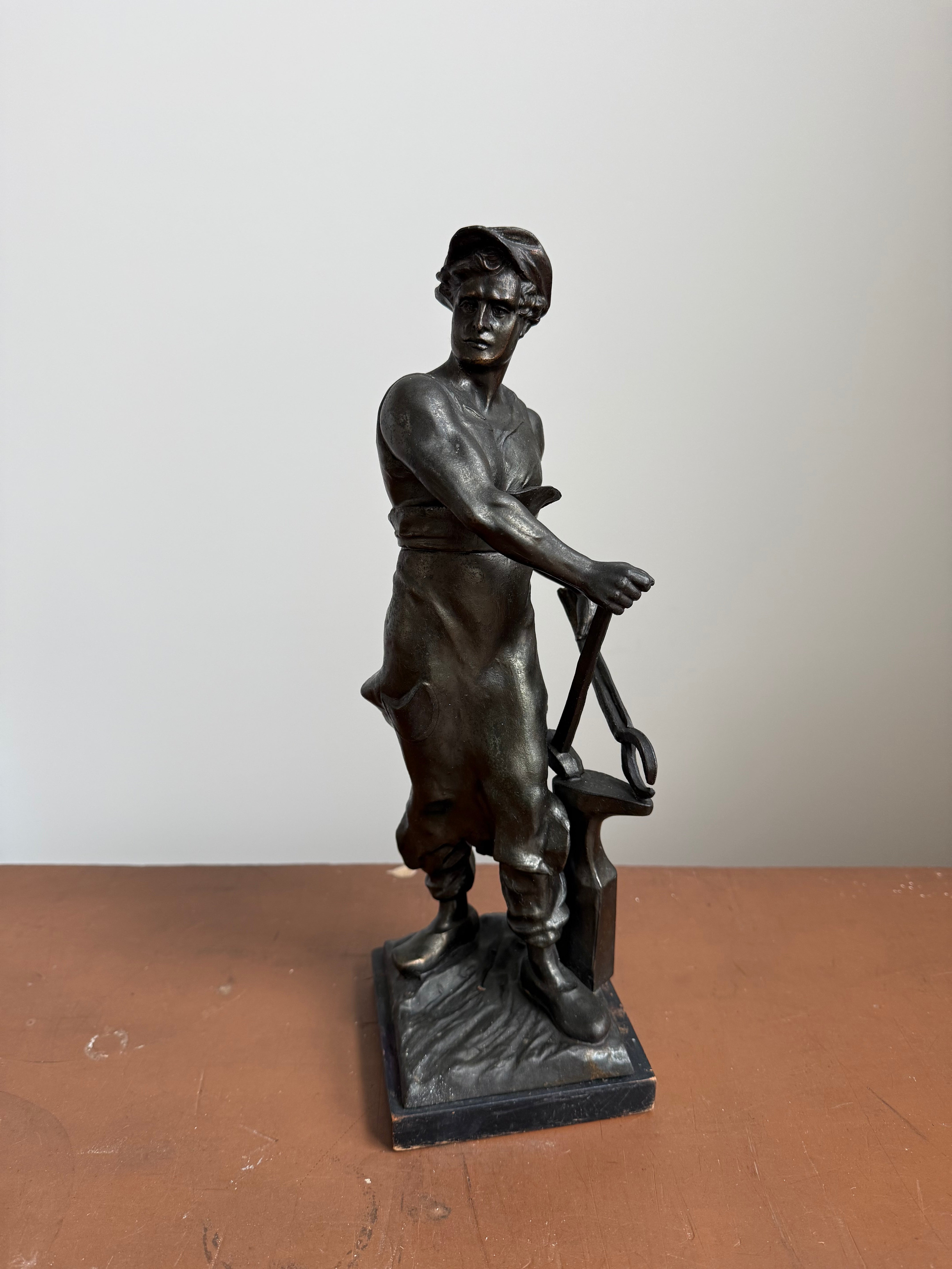 Late 19th Century French Spelter Blacksmith Statue