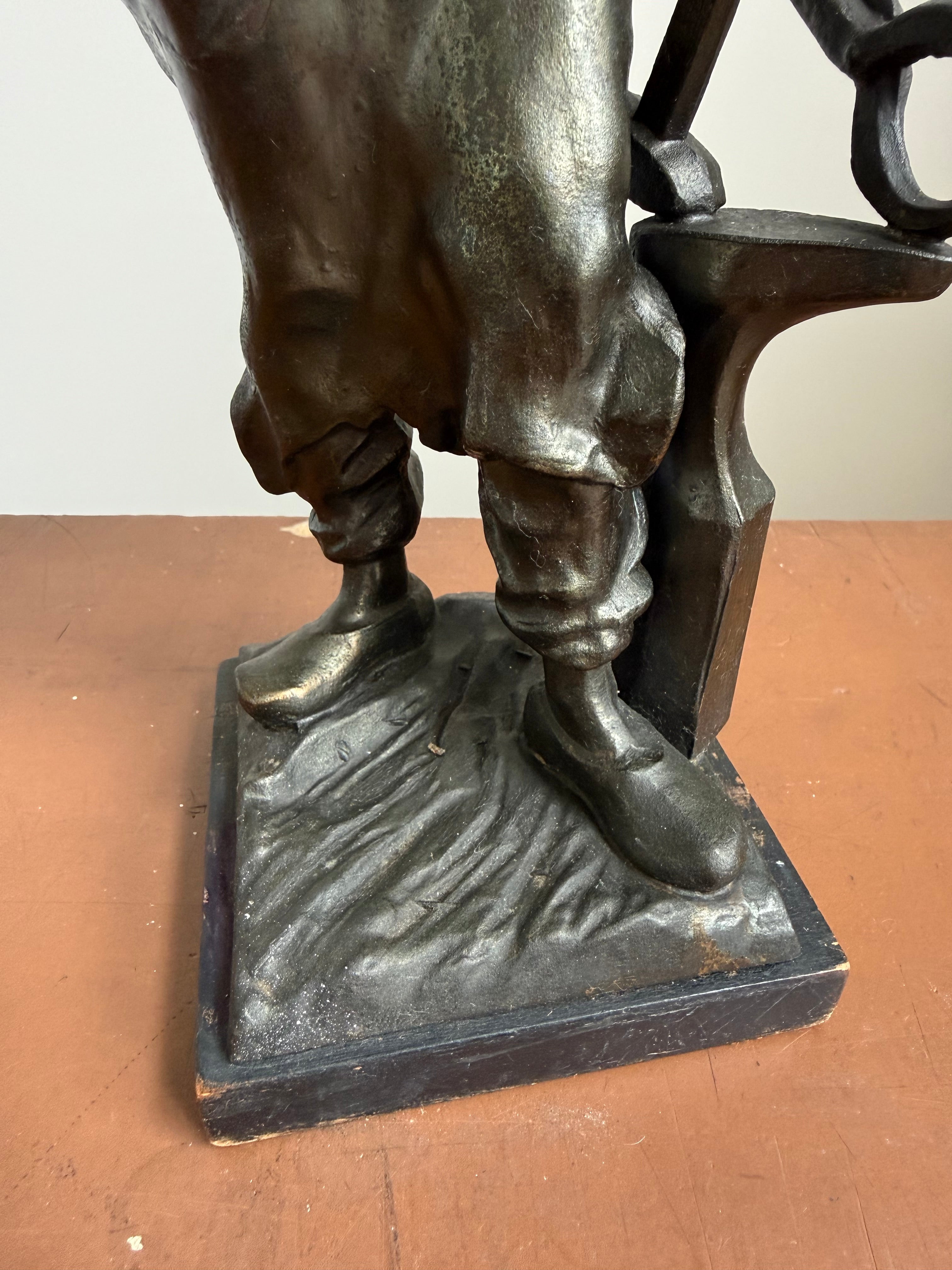 Late 19th Century French Spelter Blacksmith Statue