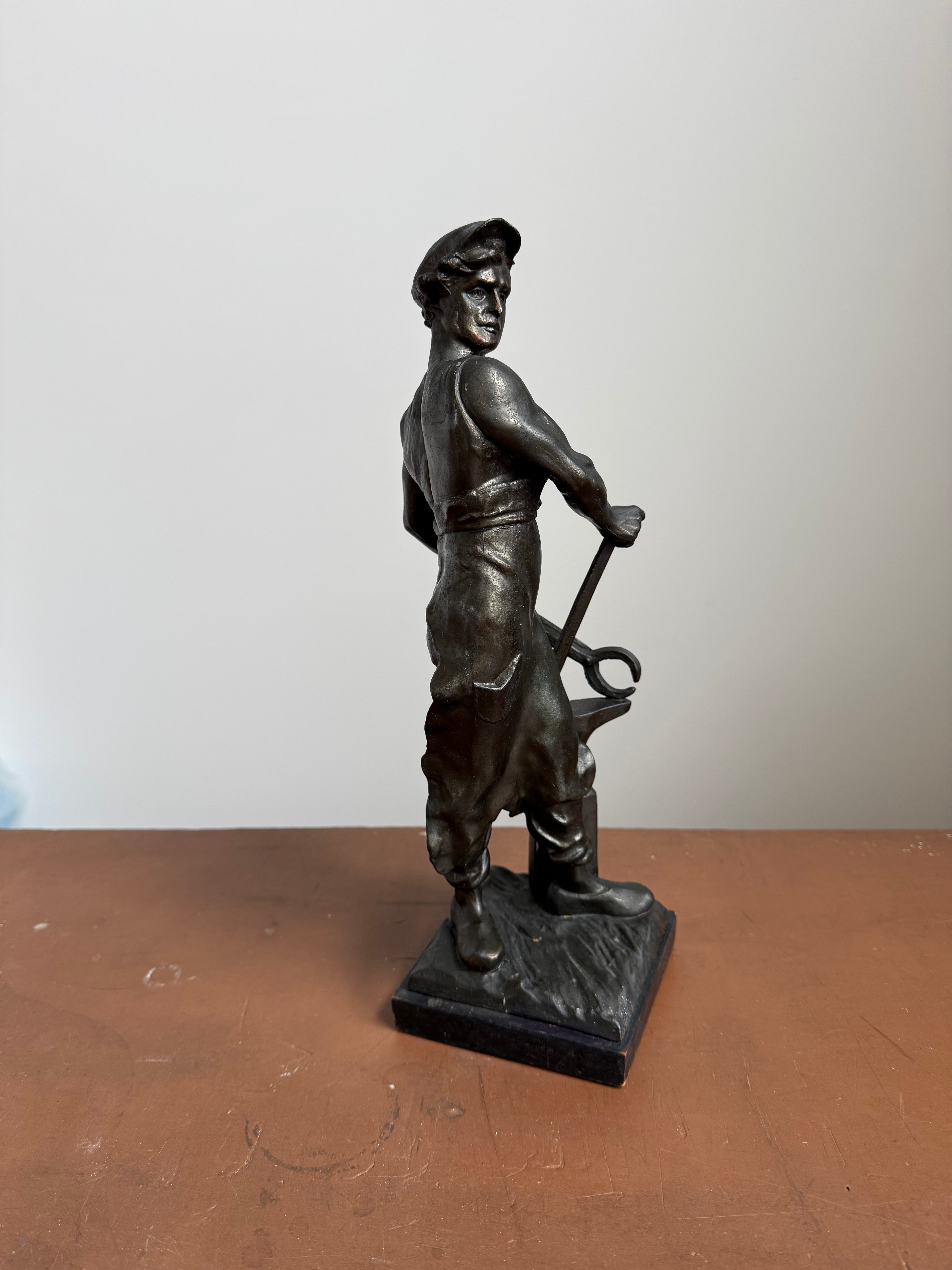 Late 19th Century French Spelter Blacksmith Statue