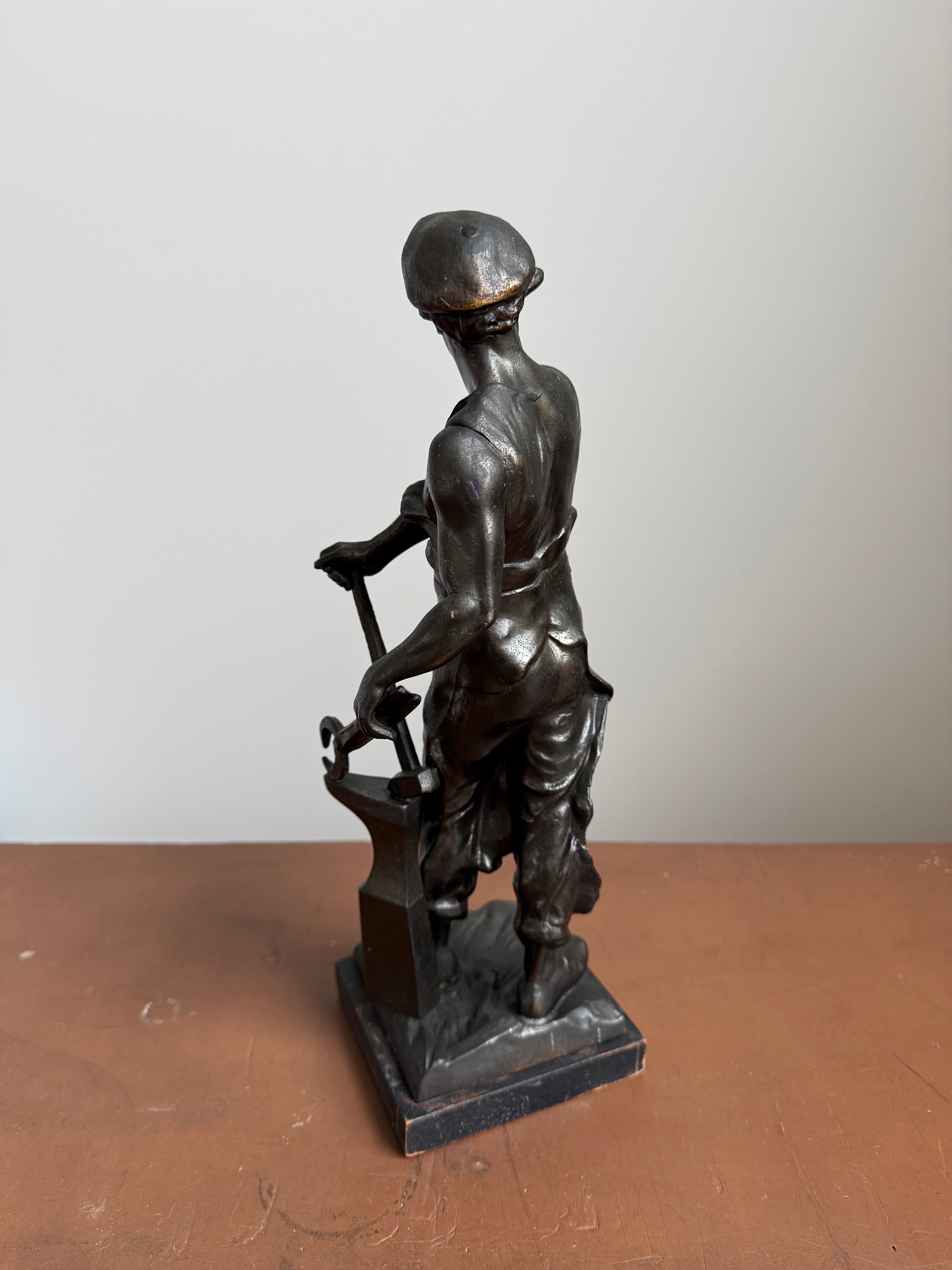 Late 19th Century French Spelter Blacksmith Statue
