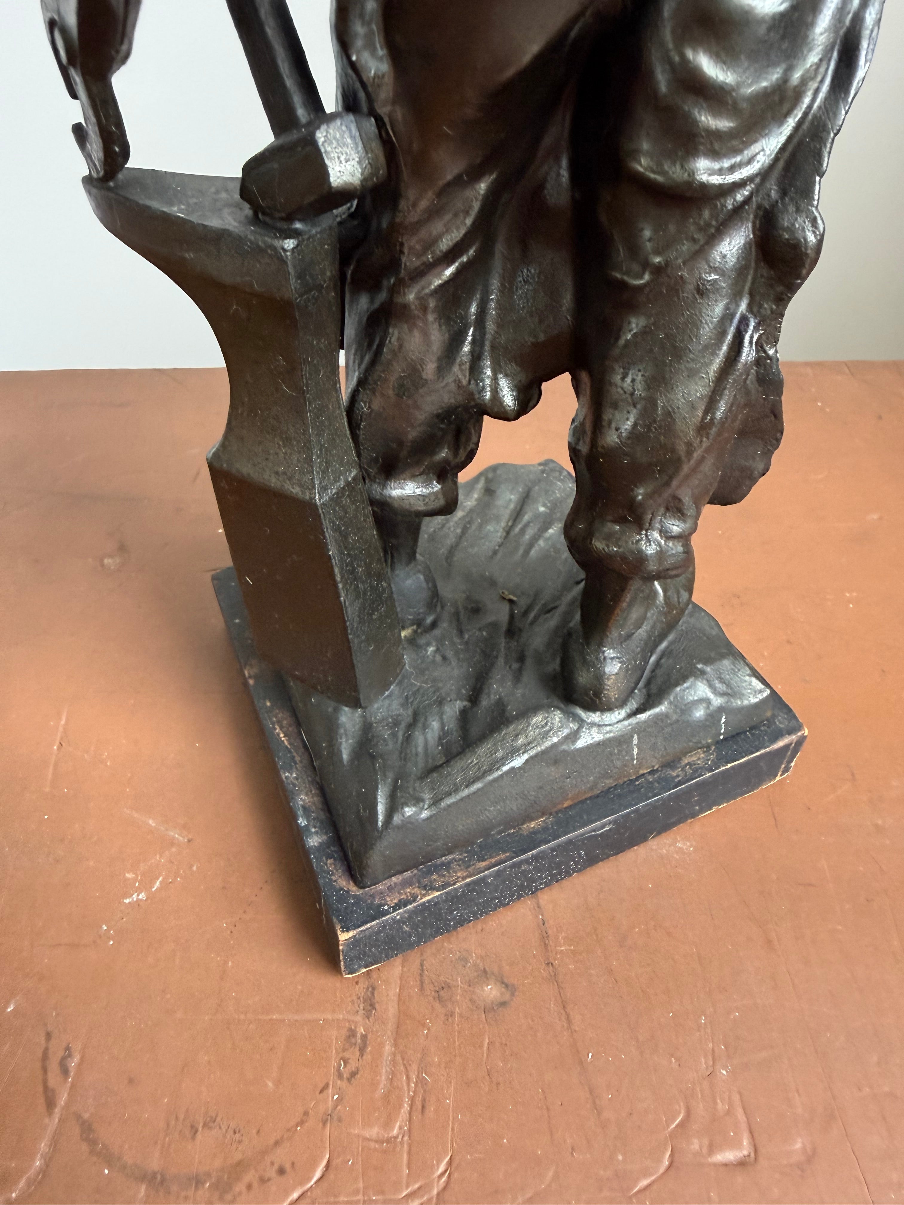 Late 19th Century French Spelter Blacksmith Statue