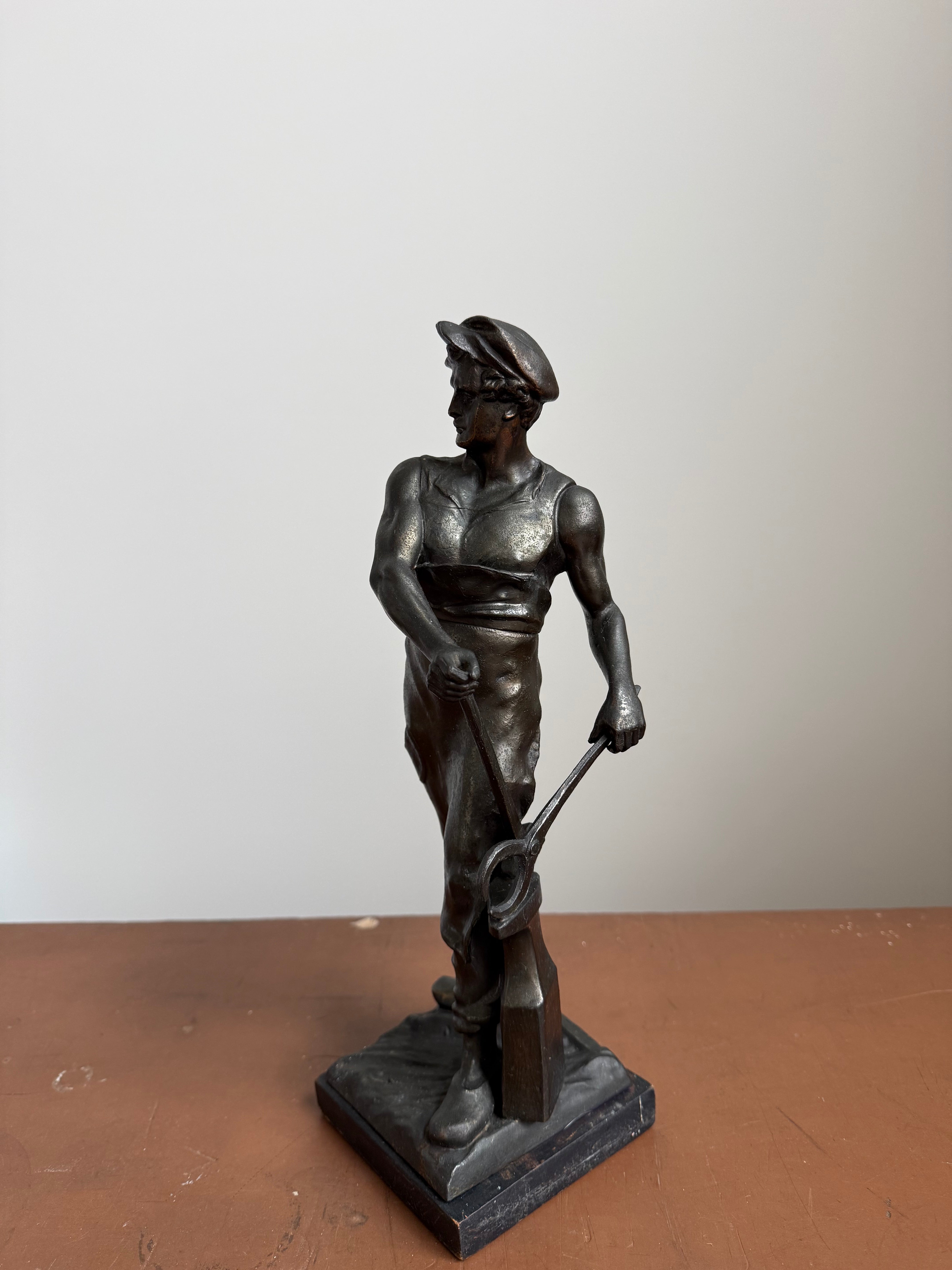 Late 19th Century French Spelter Blacksmith Statue