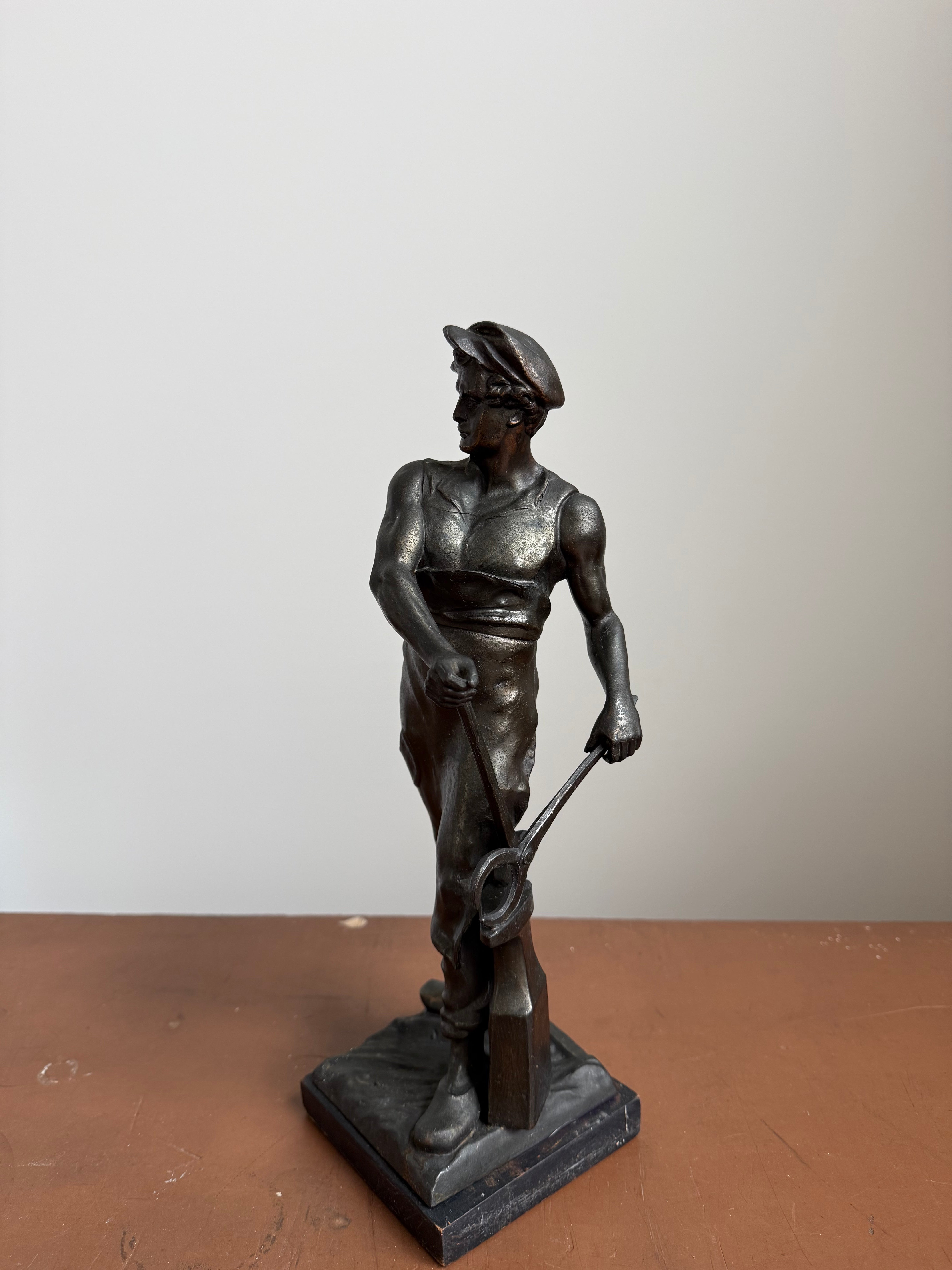 Late 19th Century French Spelter Blacksmith Statue