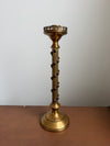 Gothic Revival Brass Candlestick with Red Stones