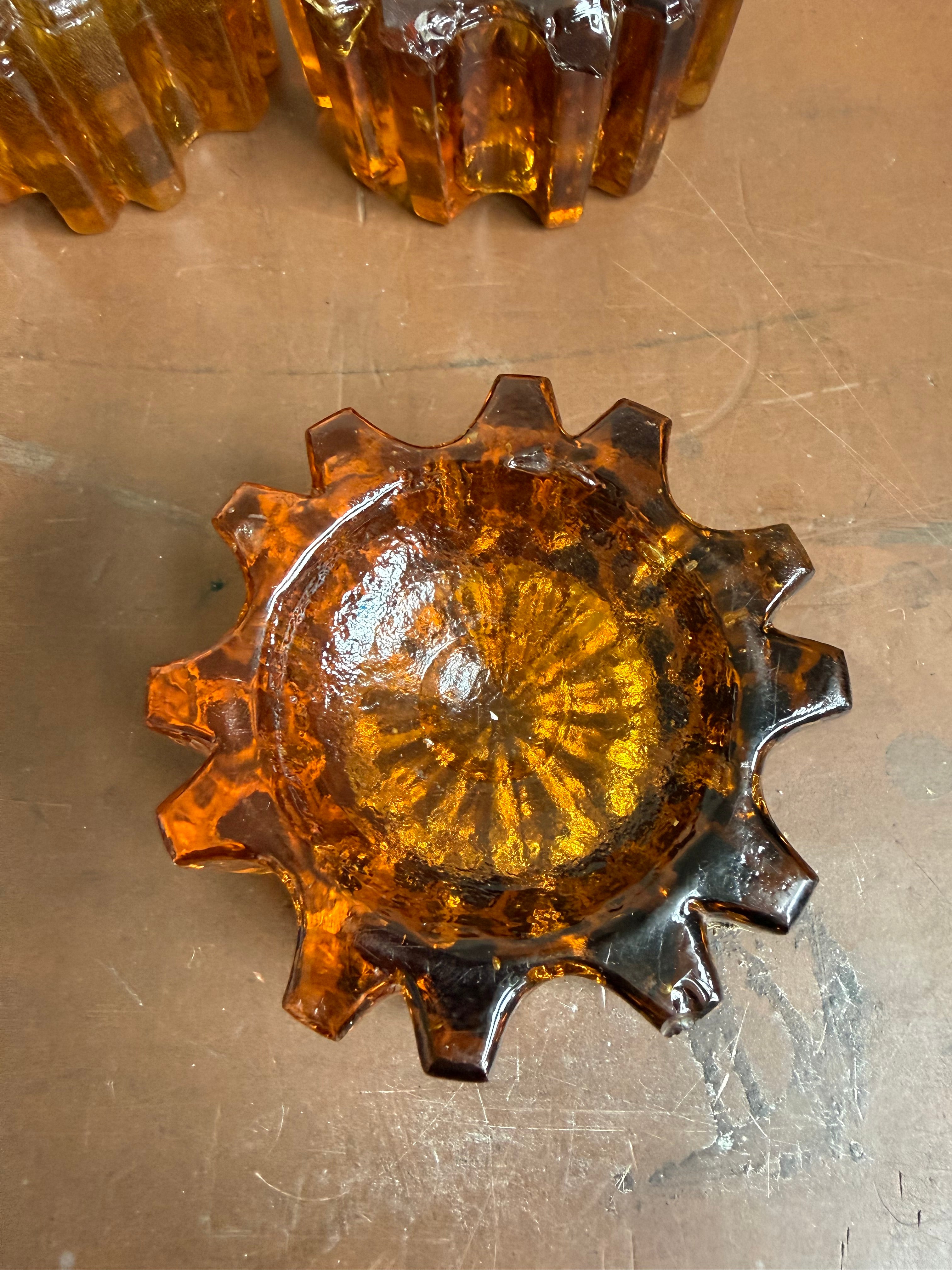 Set 4 Antique Amber Glass Piano Castors
