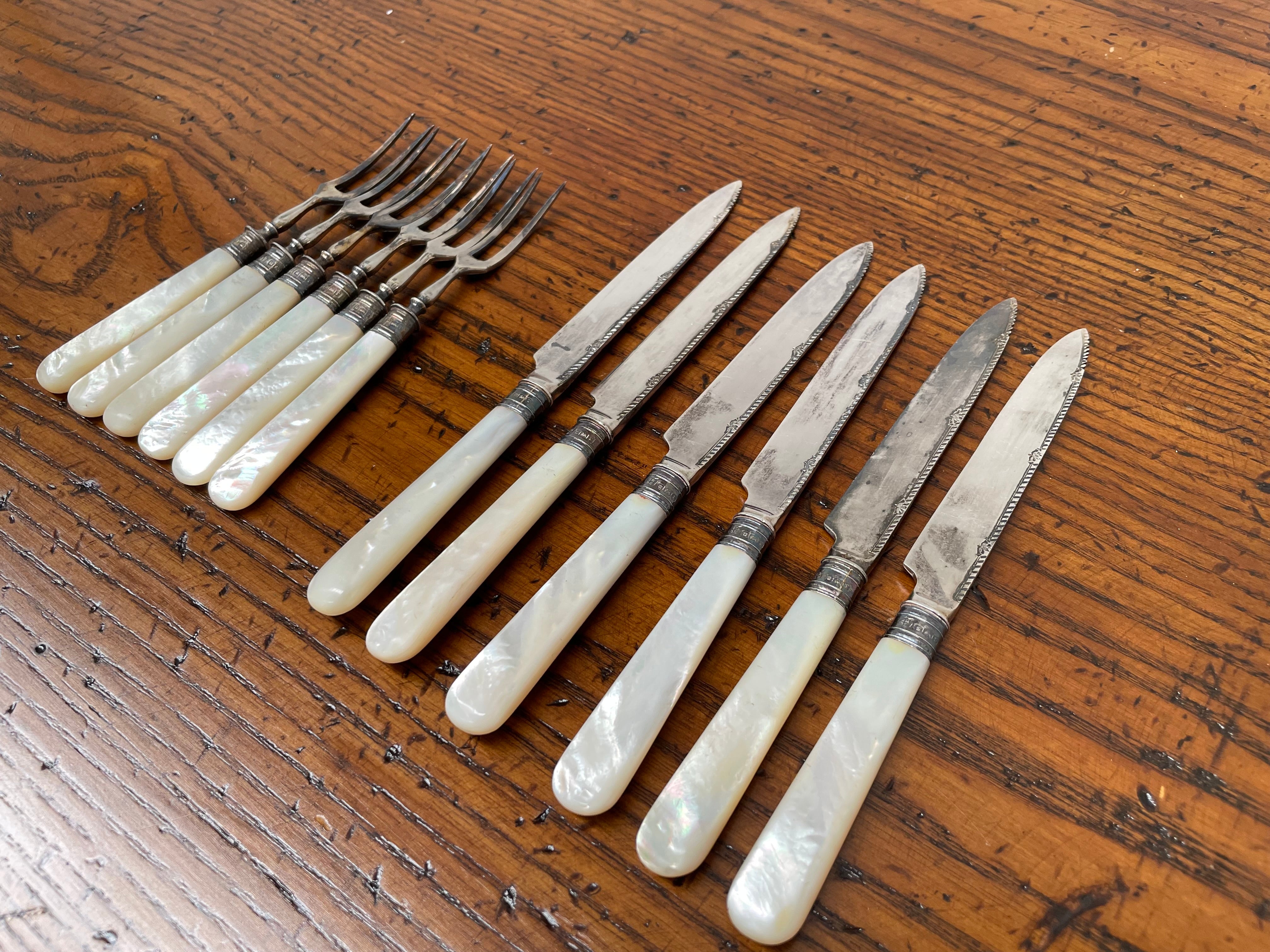 Edwardian Set 6 Fruit Knives & Forks | Antique & Vintage | Moonee Ponds Antiques | Australia Wide Delivery