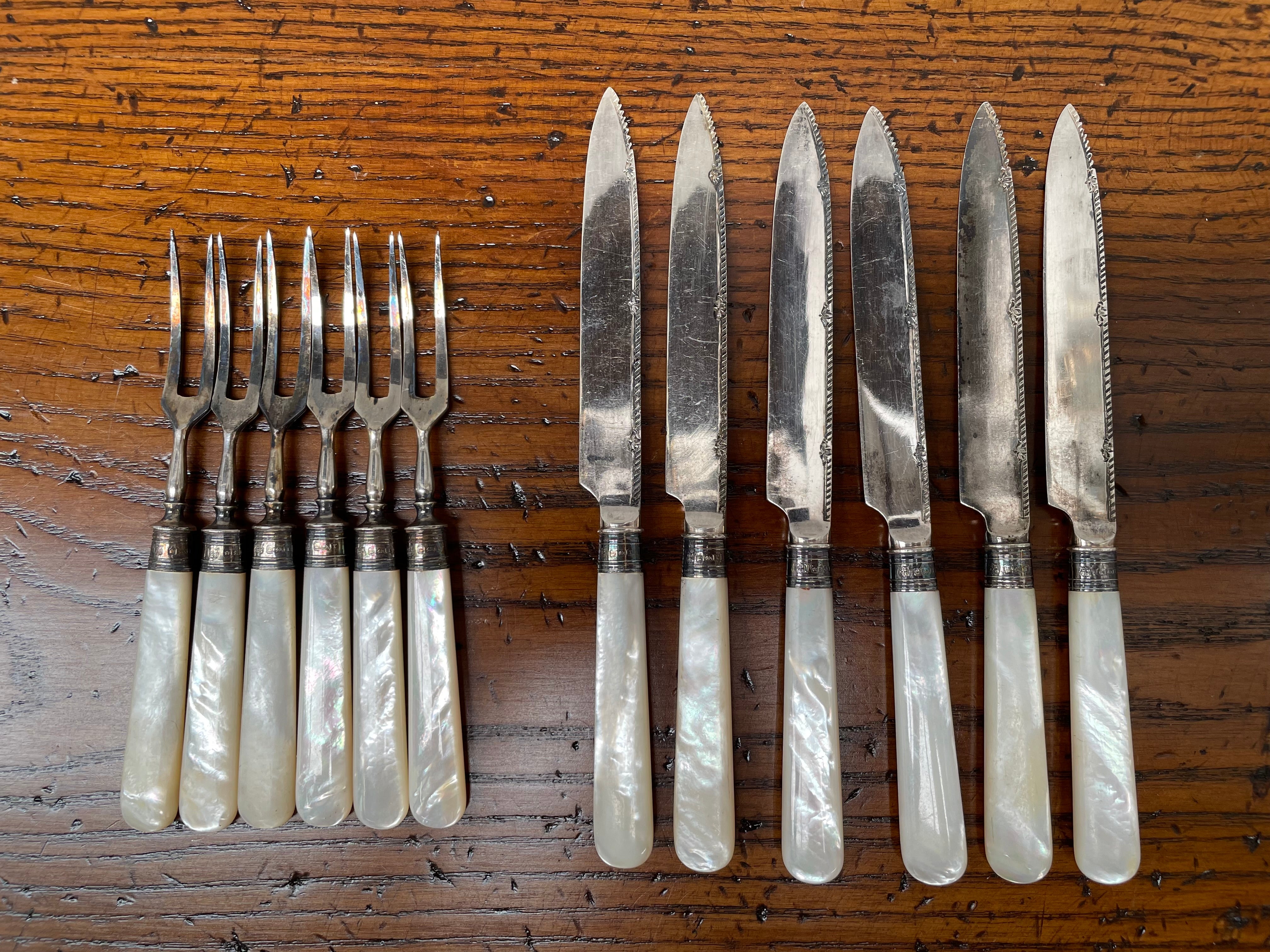 Edwardian Set 6 Fruit Knives & Forks | Antique & Vintage | Moonee Ponds Antiques | Australia Wide Delivery