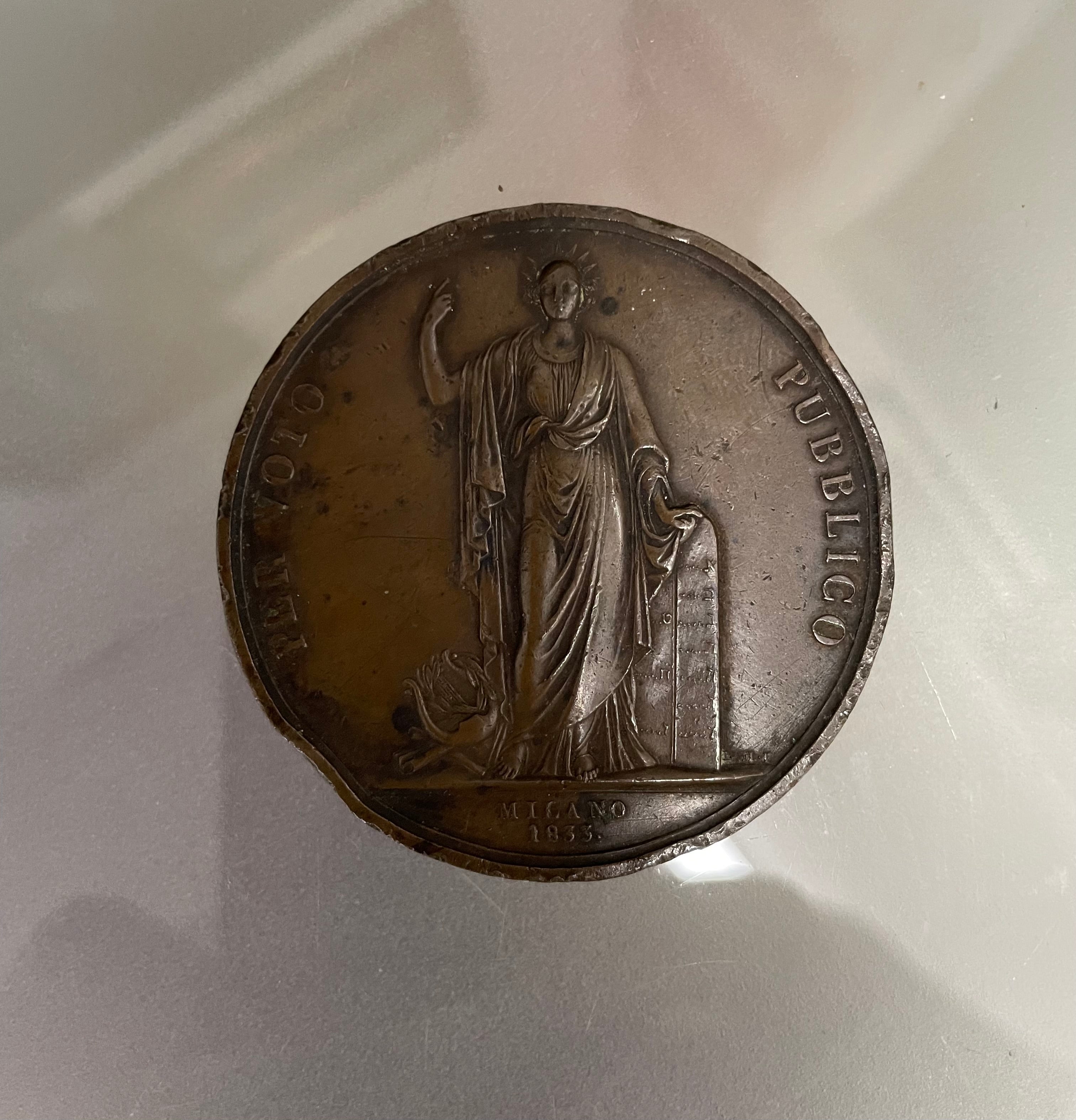 Medal Commemorating The Engineer & Architect Guiseppe Barbieri 1833 | Antique & Vintage | Moonee Ponds Antiques | Australia Wide Delivery