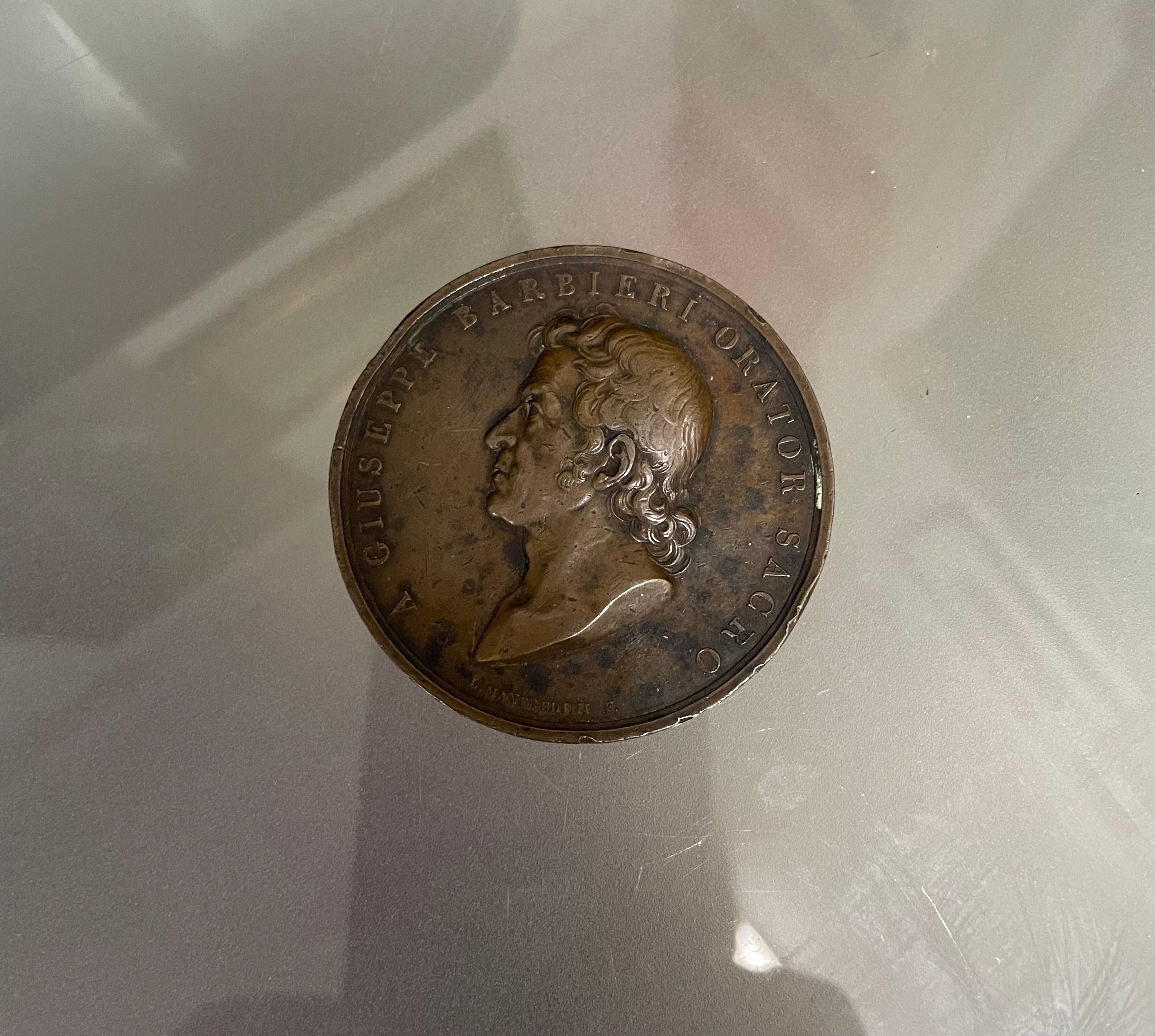 Medal Commemorating The Engineer & Architect Guiseppe Barbieri 1833 | Antique & Vintage | Moonee Ponds Antiques | Australia Wide Delivery
