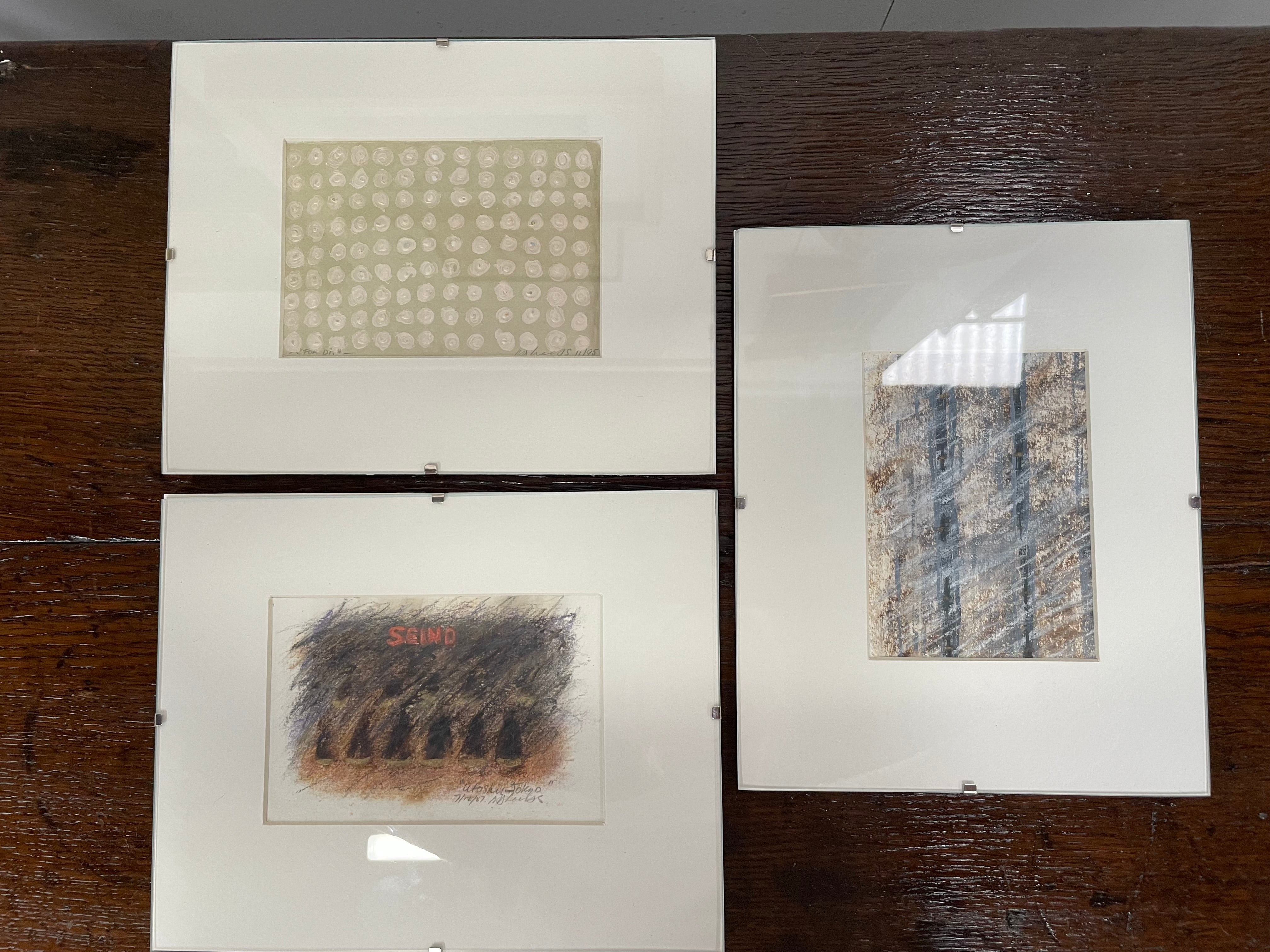 Set 3 Mid-Century Modern Style Japanese Paintings. Signed & Dated 87 | Antique & Vintage | Moonee Ponds Antiques | Australia Wide Delivery