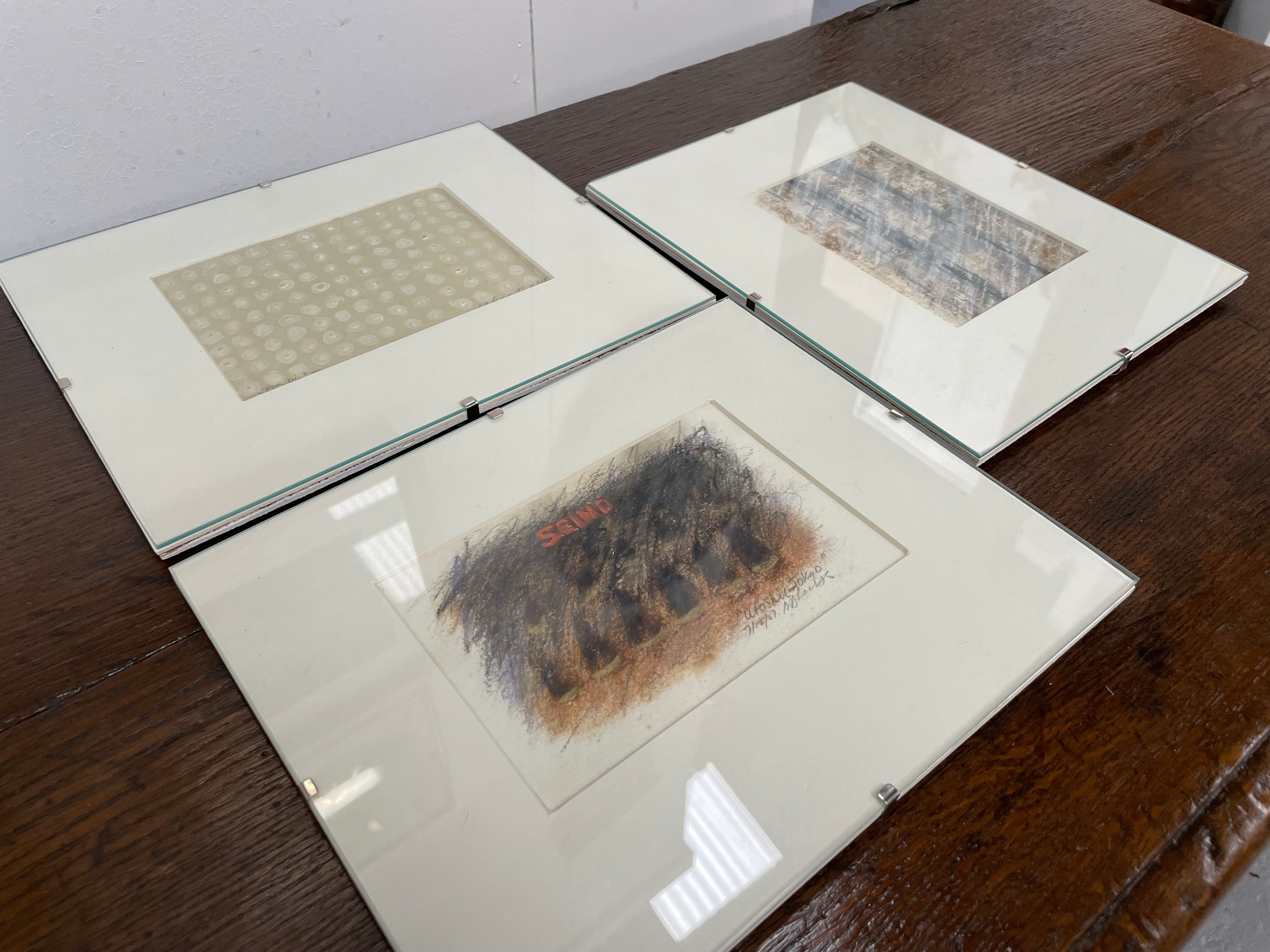 Set 3 Mid-Century Modern Style Japanese Paintings. Signed & Dated 87 | Antique & Vintage | Moonee Ponds Antiques | Australia Wide Delivery