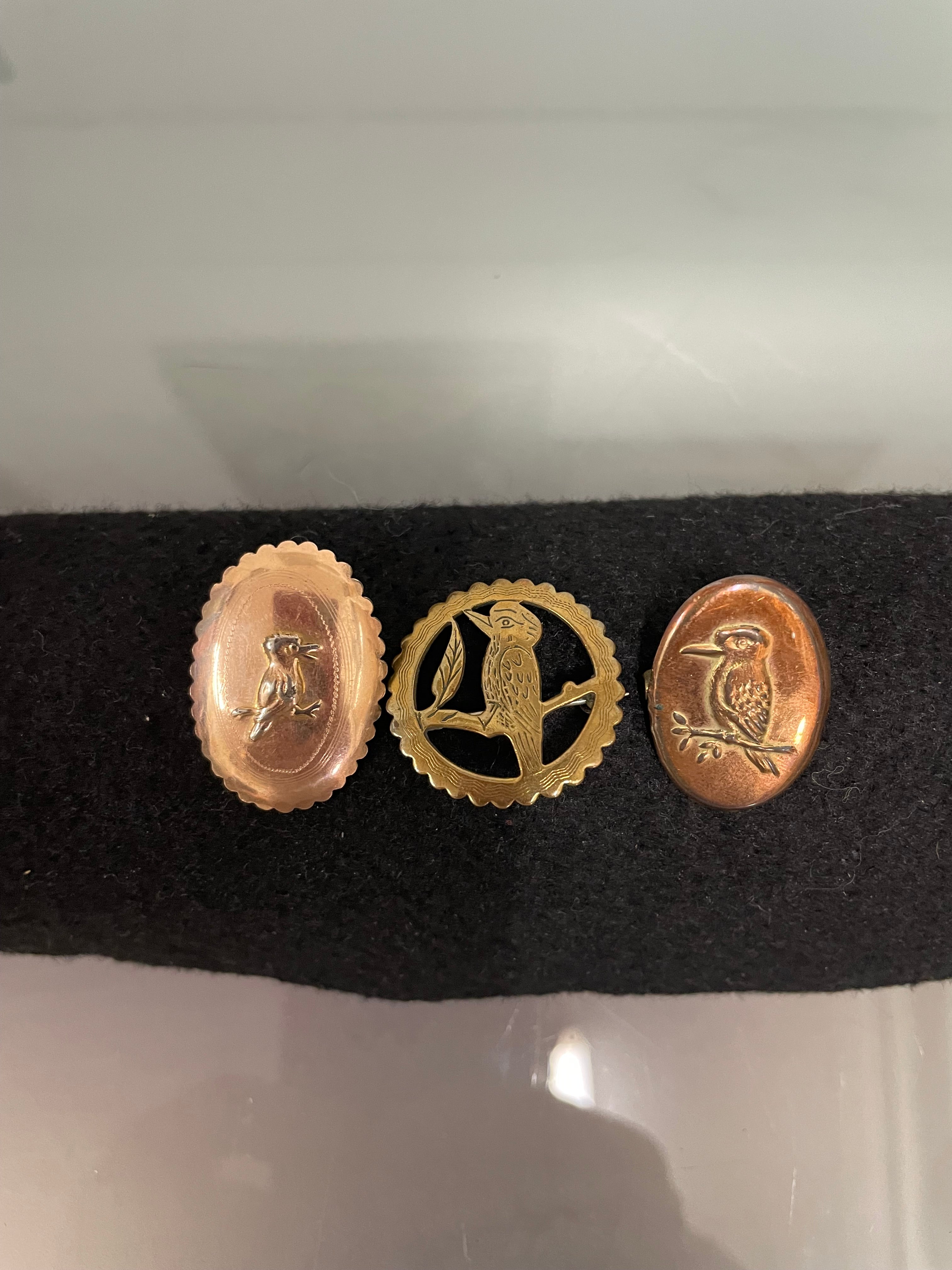 Antique Australian Gold Plated Kookaburra Brooches | Antique & Vintage | Moonee Ponds Antiques | Australia Wide Delivery