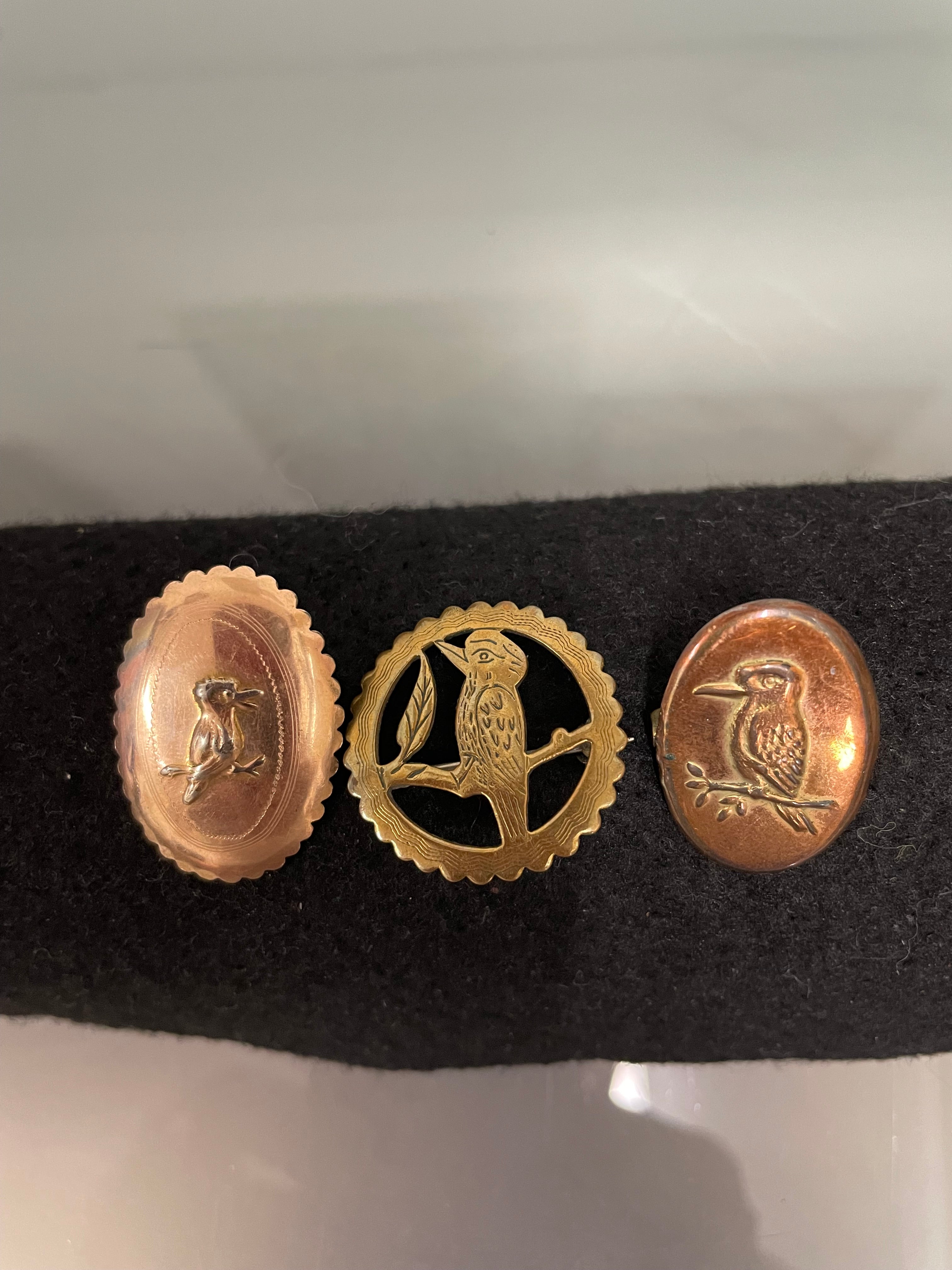 Antique Australian Gold Plated Kookaburra Brooches | Antique & Vintage | Moonee Ponds Antiques | Australia Wide Delivery