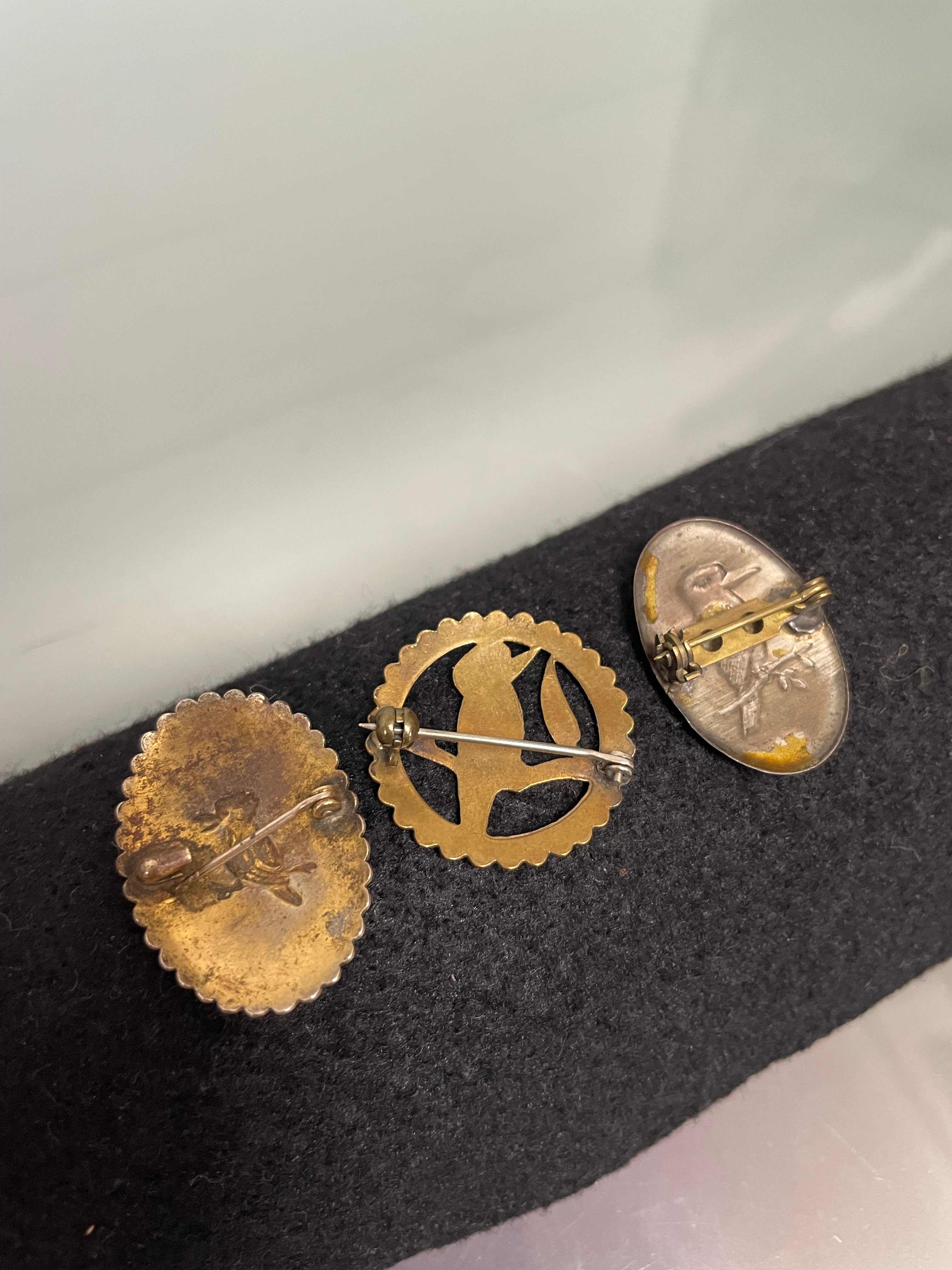 Antique Australian Gold Plated Kookaburra Brooches | Antique & Vintage | Moonee Ponds Antiques | Australia Wide Delivery