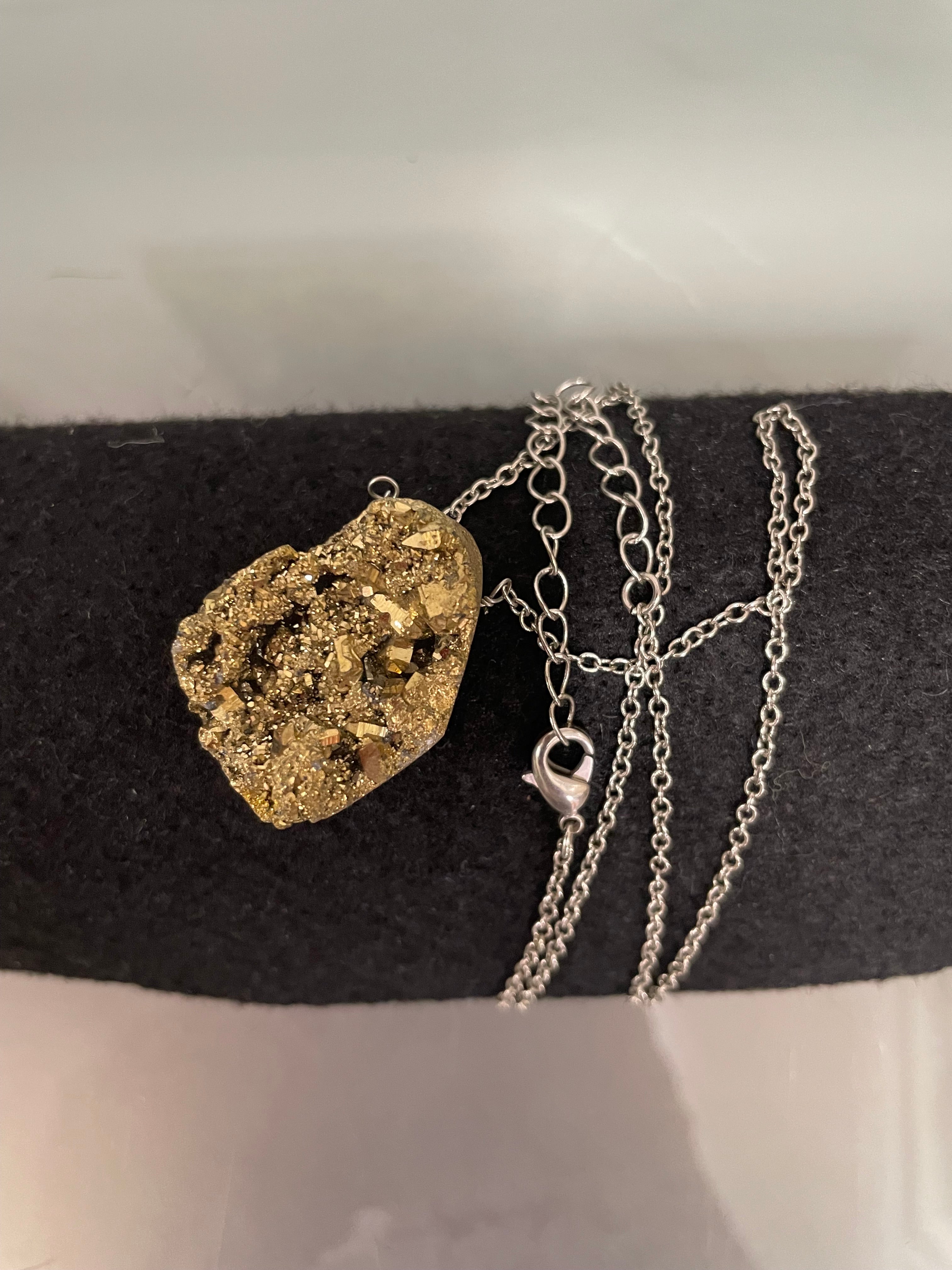 Vintage Pyrite Pendant with Chain