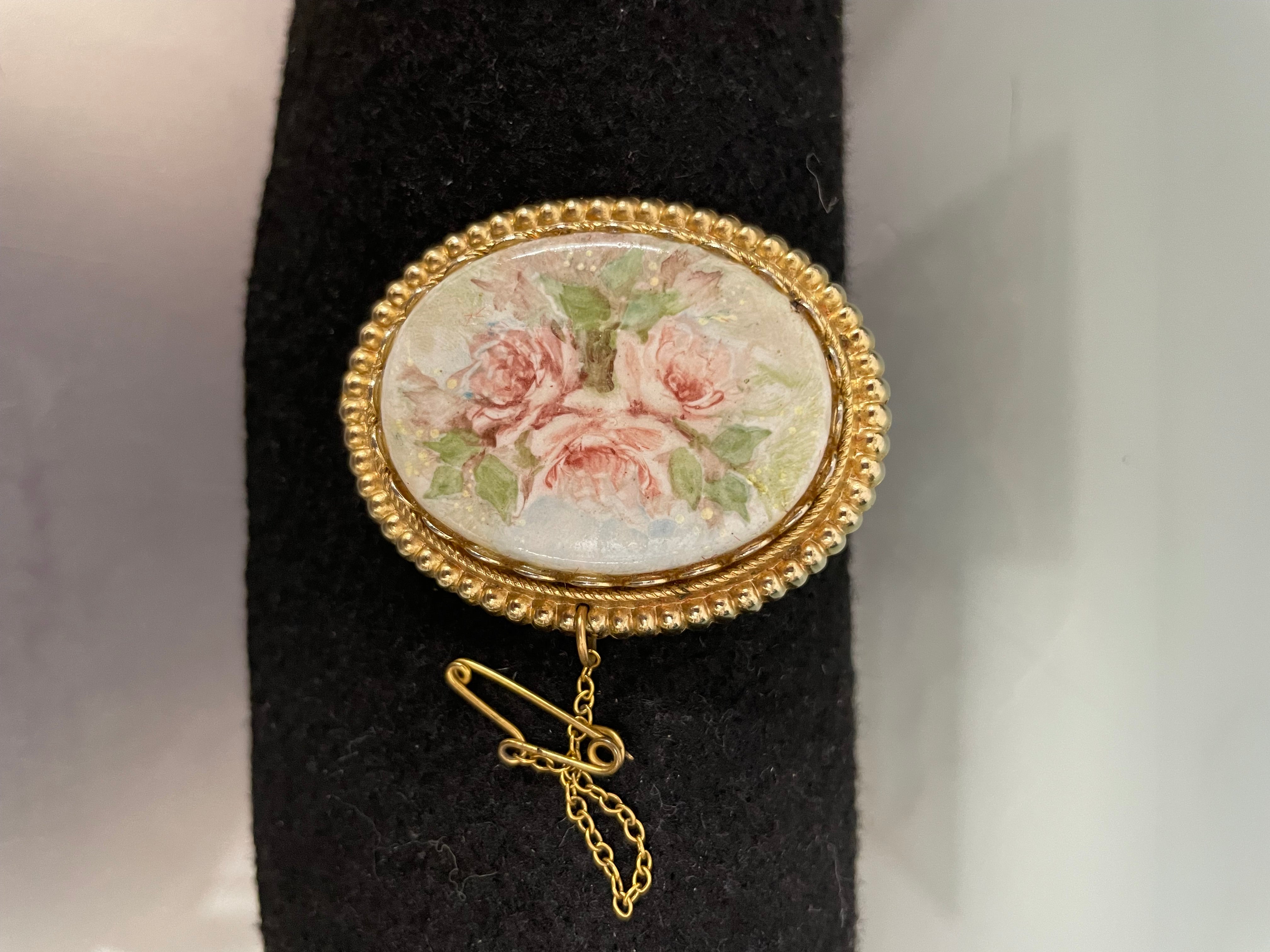 Painted Ceramic & Gilt Pendant | Antique & Vintage | Moonee Ponds Antiques | Australia Wide Delivery