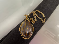 An Attractive Chocolate Calcite Pendant In a Gold Plated Setting | Antique & Vintage | Moonee Ponds Antiques | Australia Wide Delivery