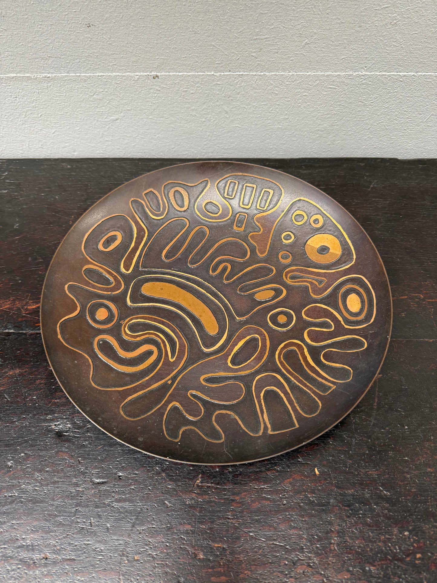 Mid Century Modern Design Copper Bowl / Plaque
