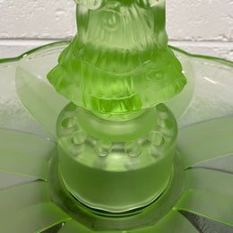Beautiful Art Deco 4 piece green glass float Bowl with Crinoline Lady in the center. In good original condition. Please view photos as they help form part of the description.