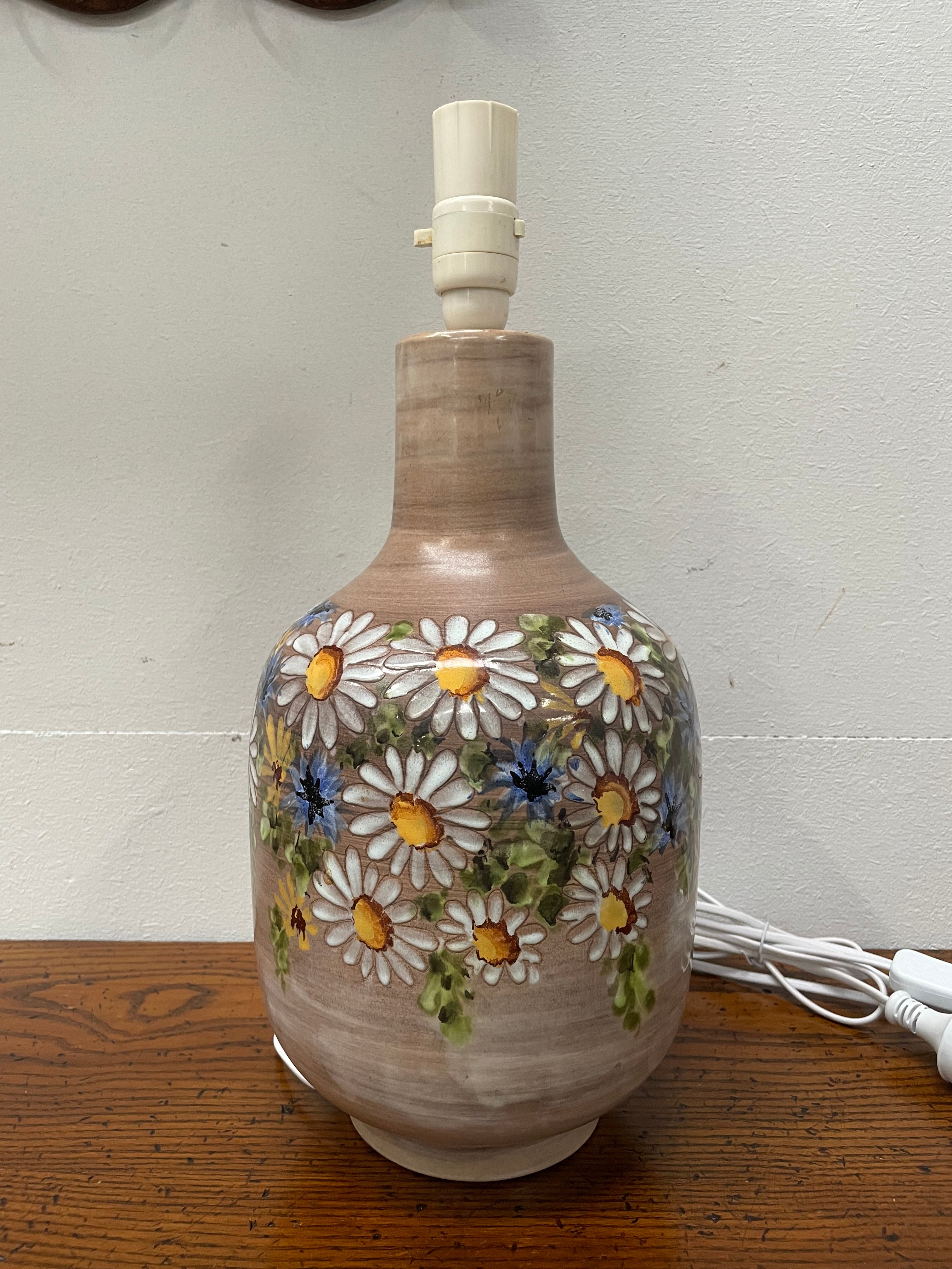 Vintage Hand Painted Floral's Terracotta Lamp Base | Antique & Vintage | Moonee Ponds Antiques | Australia Wide Delivery