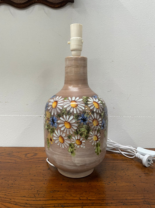 Vintage Hand Painted Floral's Terracotta Lamp Base