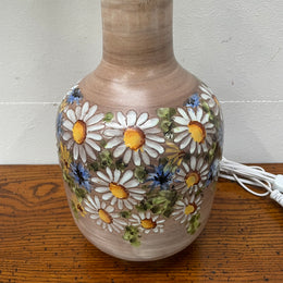 Vintage Hand Painted Floral's Terracotta Lamp Base