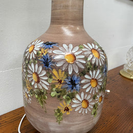 Vintage Hand Painted Floral's Terracotta Lamp Base