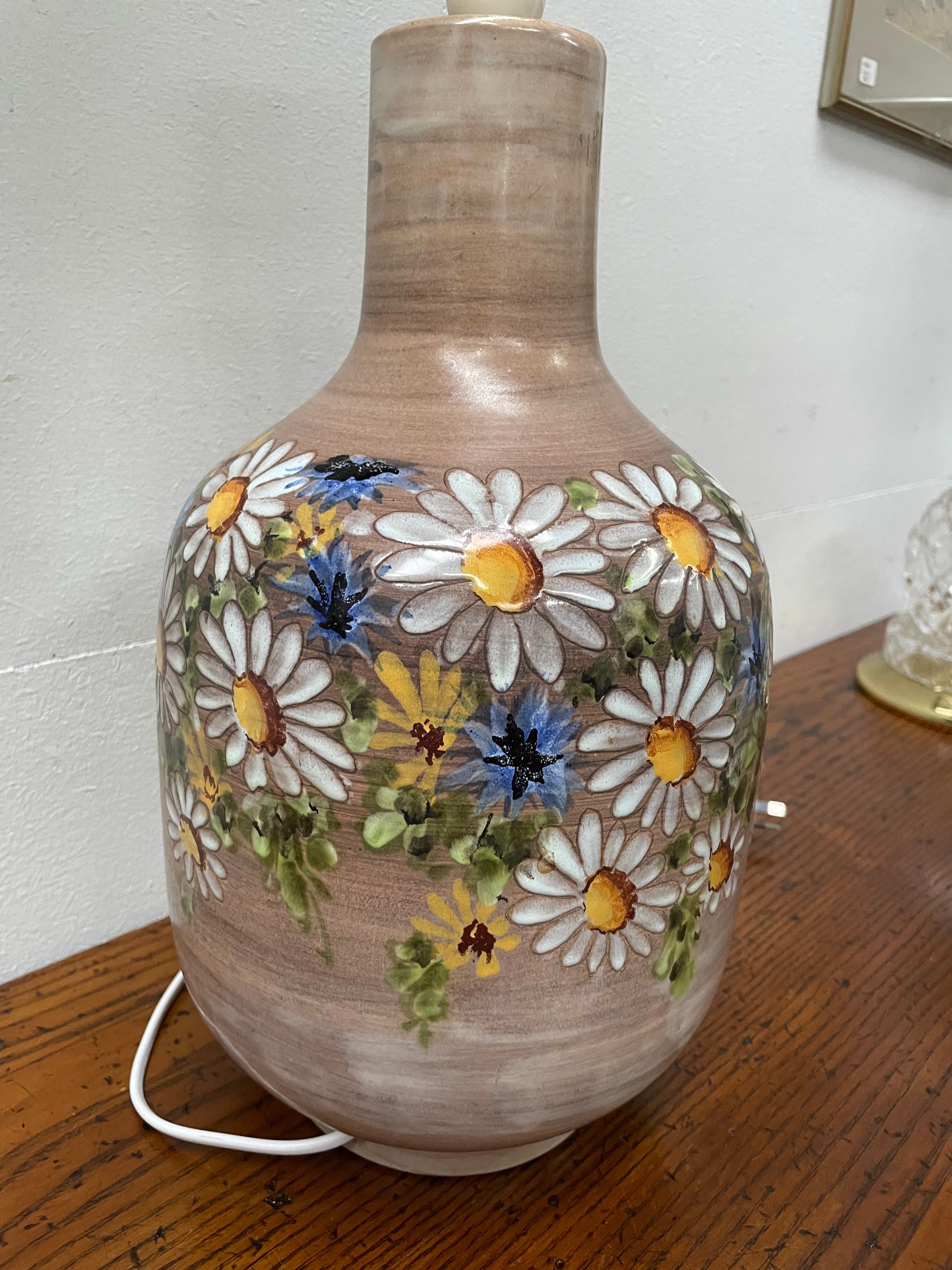 Vintage Hand Painted Floral's Terracotta Lamp Base | Antique & Vintage | Moonee Ponds Antiques | Australia Wide Delivery