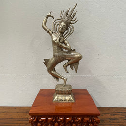 Vintage Silvered Bronze Statue Apsara / Heavenly Nymph / Celestial Dancer