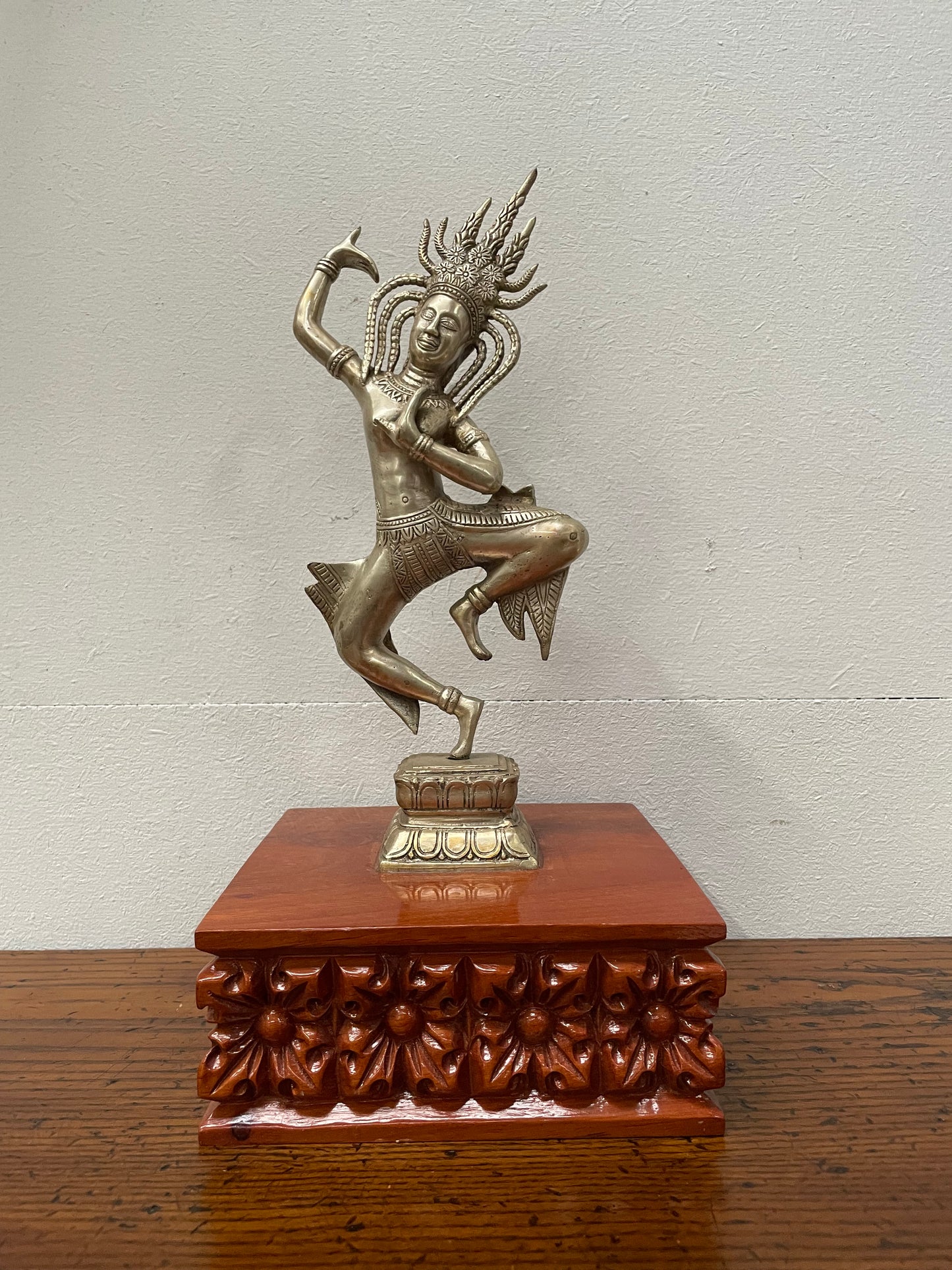 Vintage Silvered Bronze Statue Apsara / Heavenly Nymph / Celestial Dancer