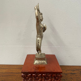 Vintage Silvered Bronze Statue Apsara / Heavenly Nymph / Celestial Dancer