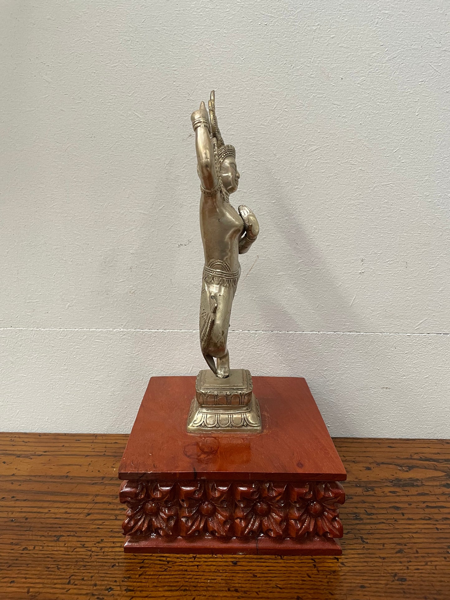 Vintage Silvered Bronze Statue Apsara / Heavenly Nymph / Celestial Dancer