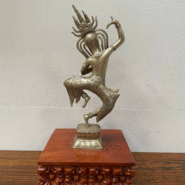 Vintage Silvered Bronze Statue Apsara / Heavenly Nymph / Celestial Dancer