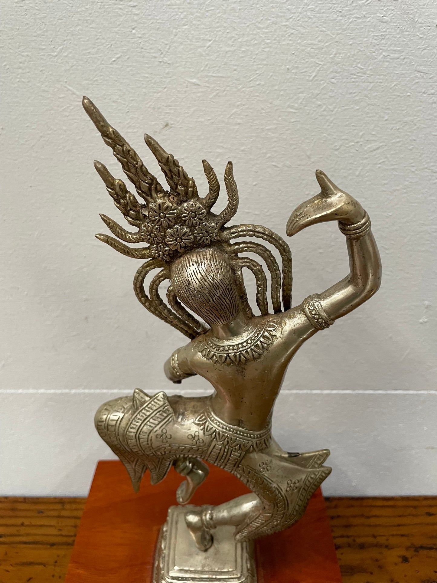 Vintage Silvered Bronze Statue Apsara / Heavenly Nymph / Celestial Dancer