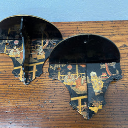 Pair of Papier Mache Chinese Wall Shelves