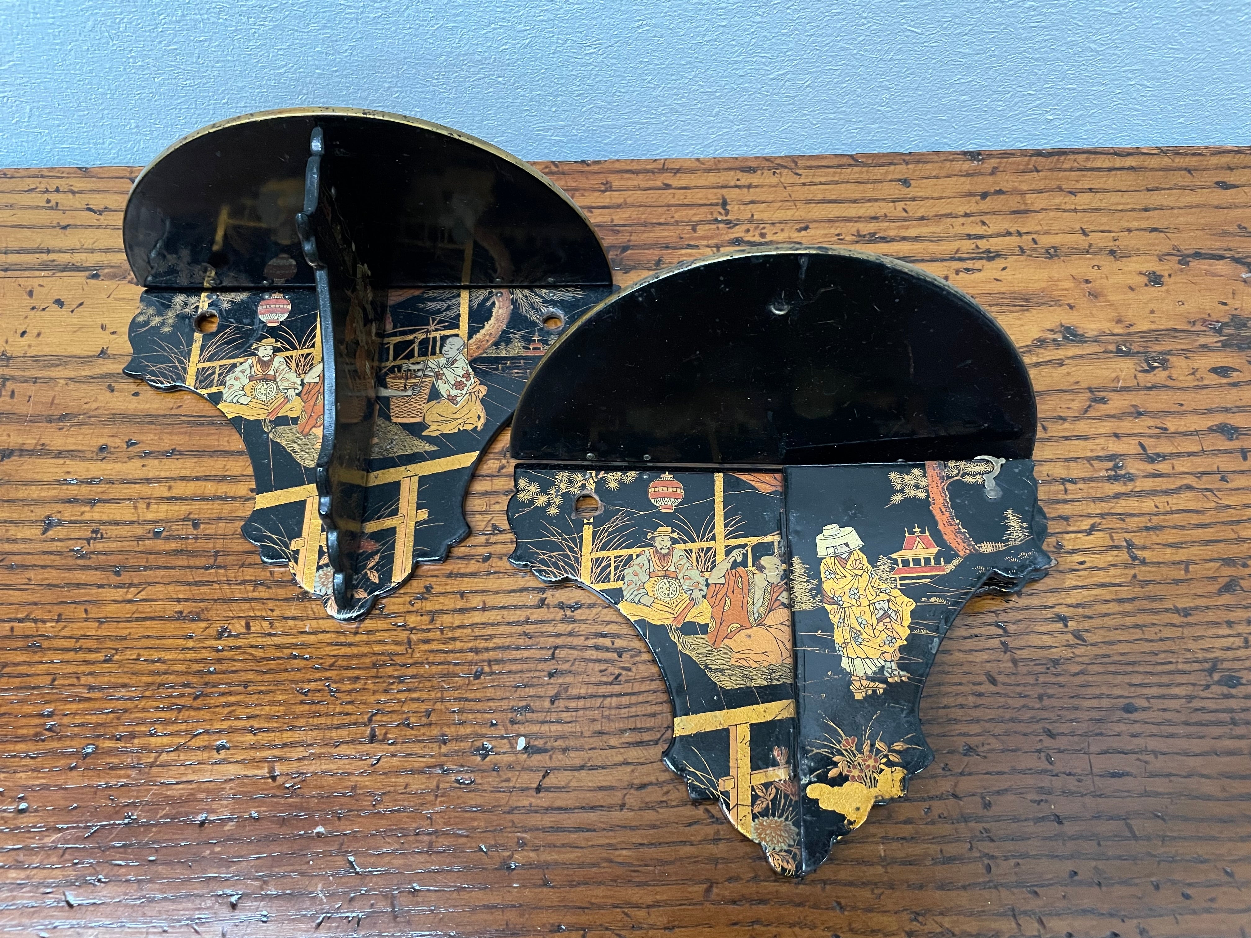 Pair of Papier Mache Chinese Wall Shelves | Antique & Vintage | Moonee Ponds Antiques | Australia Wide Delivery