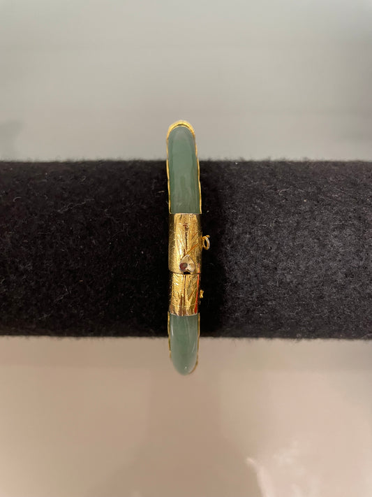 Vintage Chinese Jade & Gilt Metal Bracelet