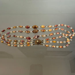 Triple String Of Borealis Crystal & Agate Bead Necklace