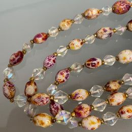 Triple String Of Borealis Crystal & Agate Bead Necklace