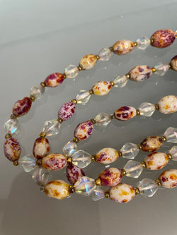 Triple String Of Borealis Crystal & Agate Bead Necklace | Antique & Vintage | Moonee Ponds Antiques | Australia Wide Delivery