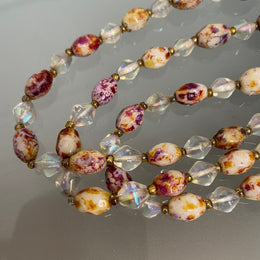 Triple String Of Borealis Crystal & Agate Bead Necklace