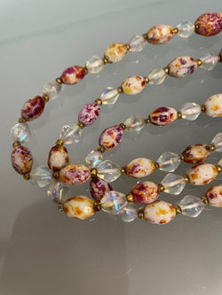 Triple String Of Borealis Crystal & Agate Bead Necklace | Antique & Vintage | Moonee Ponds Antiques | Australia Wide Delivery