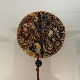 Carved Jade Dragon & Phoenix Prosperity Pendant