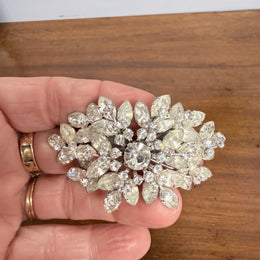 Stunning Vintage Jewel Crest Rhinestone Statement Brooch