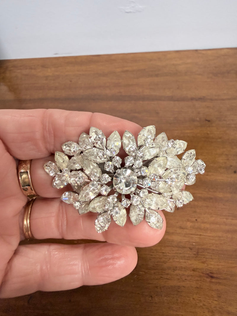 Stunning Vintage Jewel Crest Rhinestone Statement Brooch