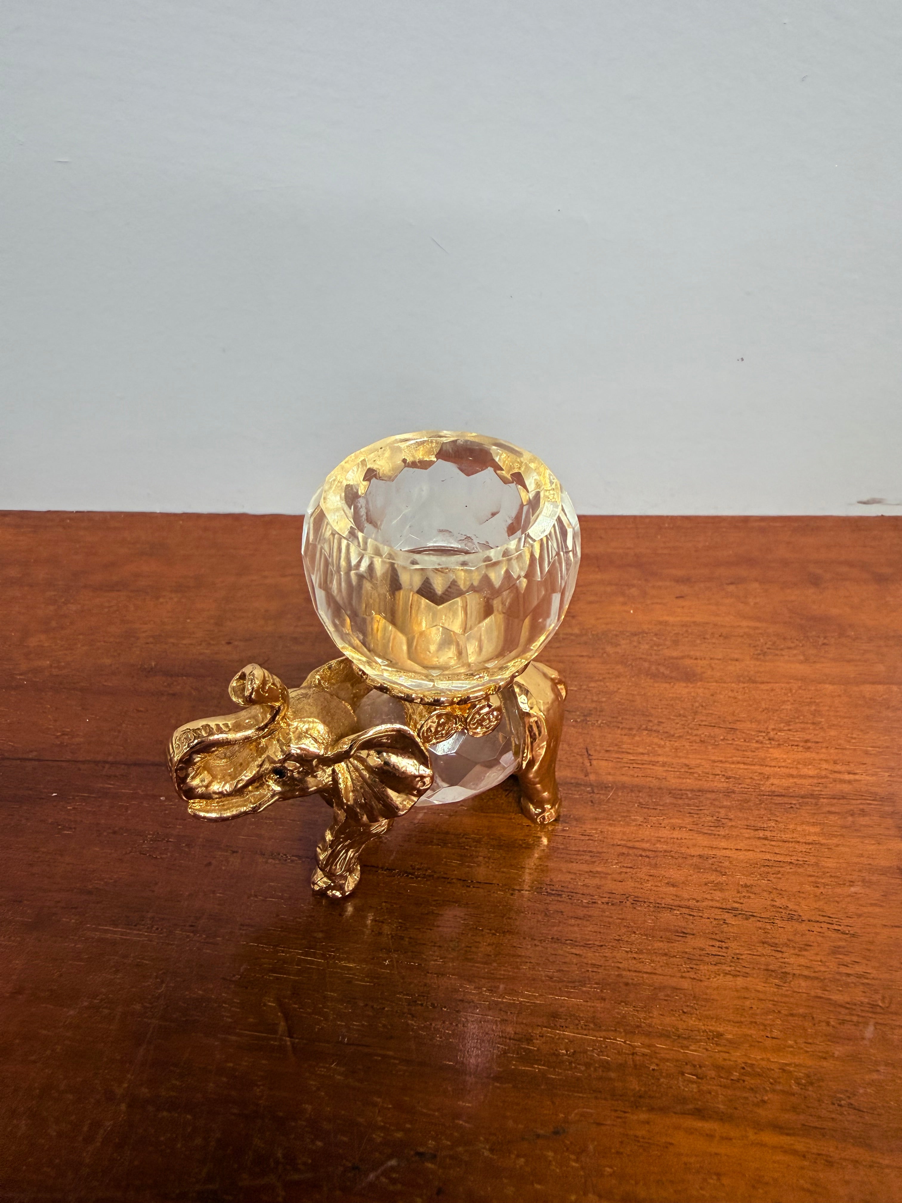 Vintage Crystal & Gold Tone Metal Candle Holder | Antique & Vintage | Moonee Ponds Antiques | Australia Wide Delivery