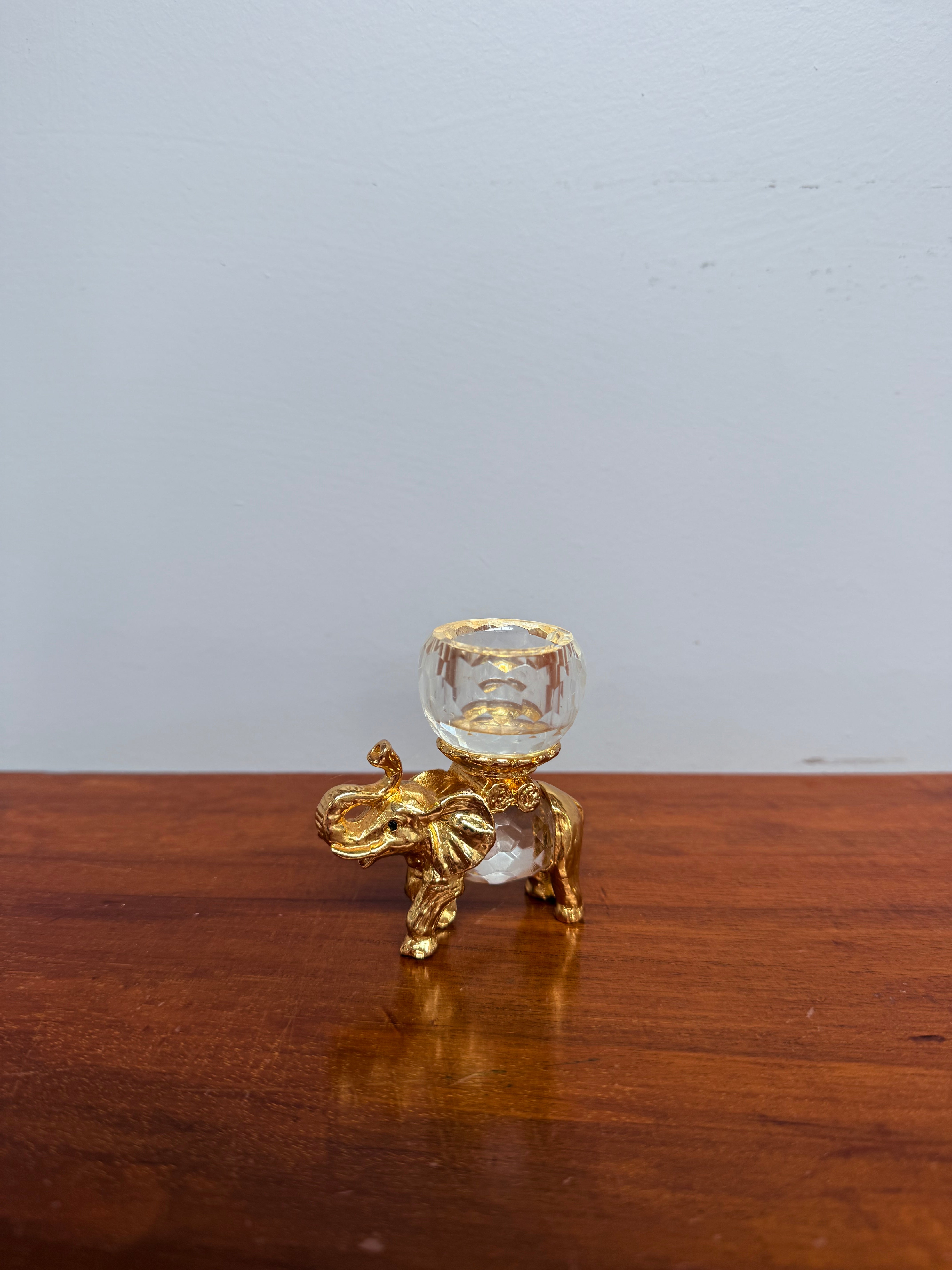Vintage Crystal & Gold Tone Metal Candle Holder | Antique & Vintage | Moonee Ponds Antiques | Australia Wide Delivery
