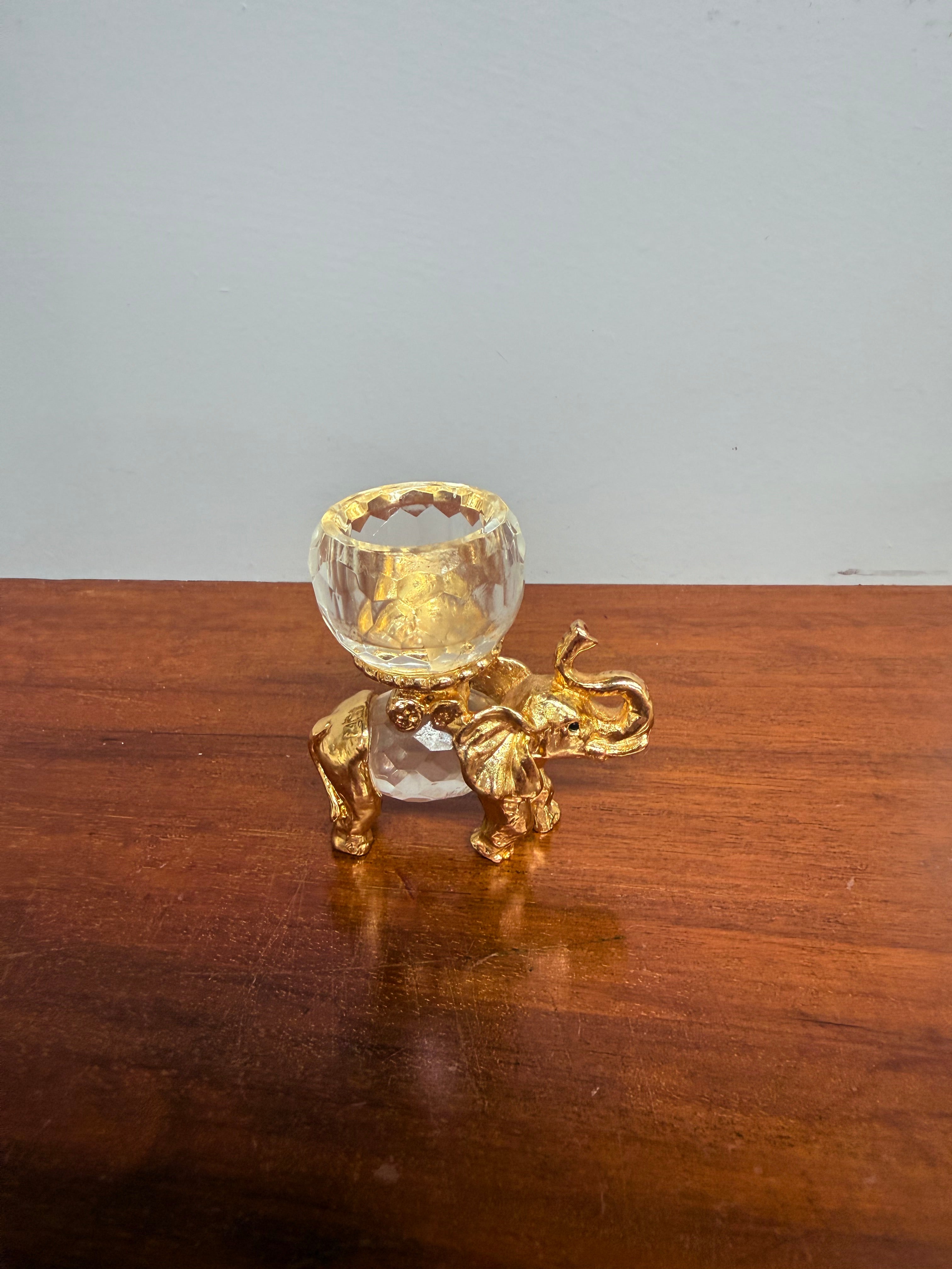 Vintage Crystal & Gold Tone Metal Candle Holder | Antique & Vintage | Moonee Ponds Antiques | Australia Wide Delivery